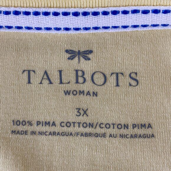 Talbots Pima Cotton Three Quarter Sleeve Bateau Neck Tee Women's Plus Size 3X - Picture 3 of 6